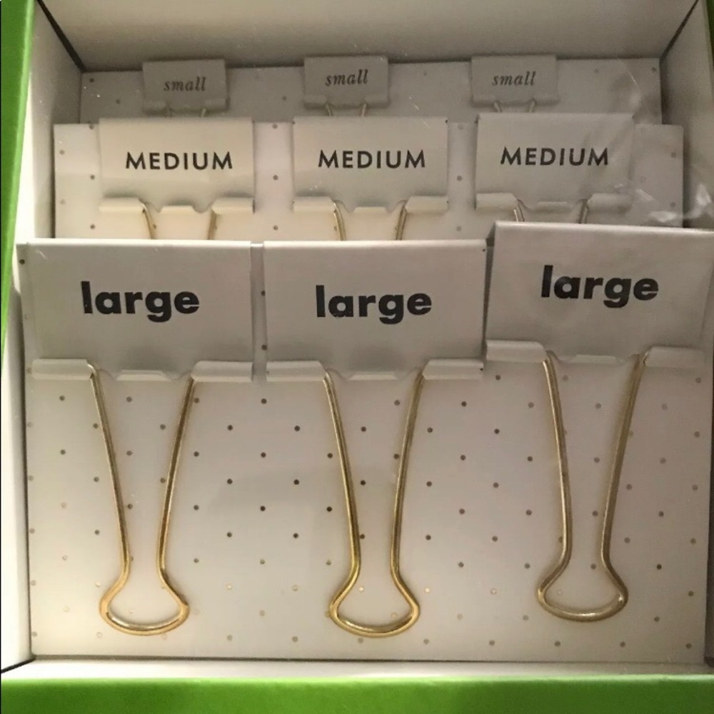 New Kate Spade Binder Clips - Small Medium Large